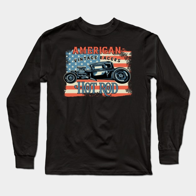 American Hot Rod Long Sleeve T-Shirt by RockabillyM